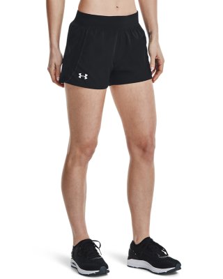 Under Armour UA HeatGear Speedpocket Ladies Black Sports Running Shorts 